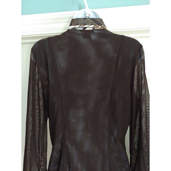 Alberto Makali Womens Artsy Pleated Sheer Mesh Sleeves Embroidered L Electic - Picture 10 of 13